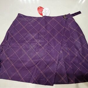 NWT Greg Norman ML75 Collection Purple Plaid Wrap Golf Skort, M